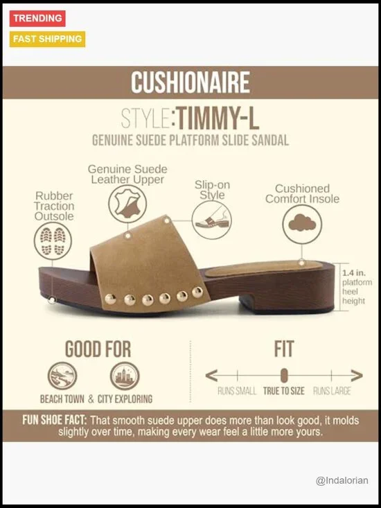 Vegan Suede Slides with Studded Detail, Low Heeled Dress Sandals - Picture 4 of 7